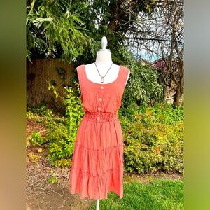 Burnt orange Sleeveless Button-Front Dress